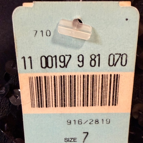 1990 Vintage Black Sequin Dress with White Ruffle Hem Junior Size 7 - Picture 8 of 9